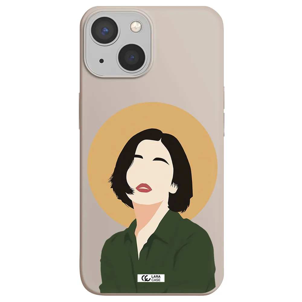 Portrait Of A Girl In A Green Dress Apple iPhone 13 Silicone Stone Case