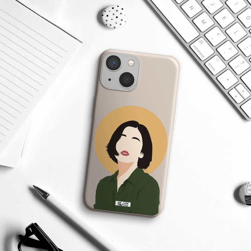 Portrait Of A Girl In A Green Dress Apple iPhone 13 Silicone Stone Case