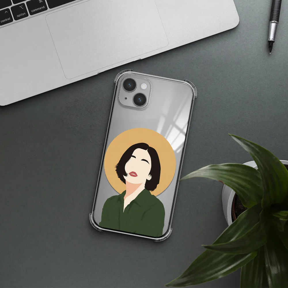 Portrait Of A Girl In A Green Dress Apple iPhone 14 Clear PC Case