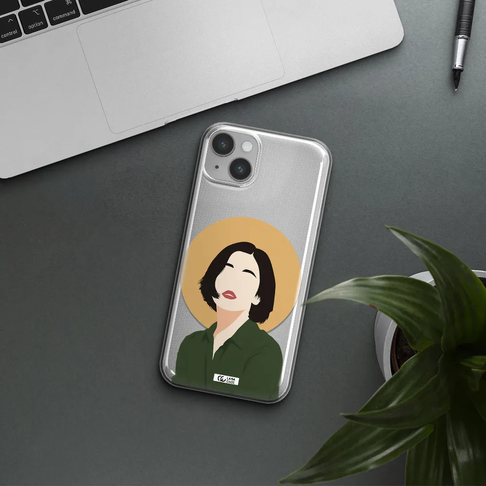 Portrait Of A Girl In A Green Dress Apple iPhone 14 Clear TPU Case