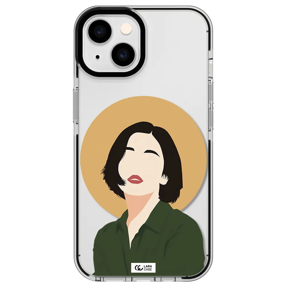 Portrait Of A Girl In A Green Dress Apple iPhone 14 impact black border Case