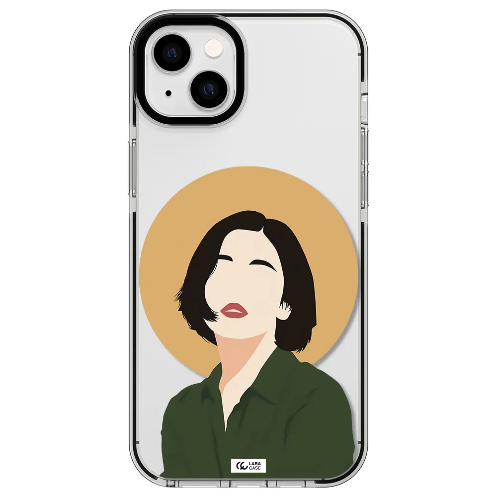 Portrait Of A Girl In A Green Dress Apple iPhone 14 plus impact black border Case