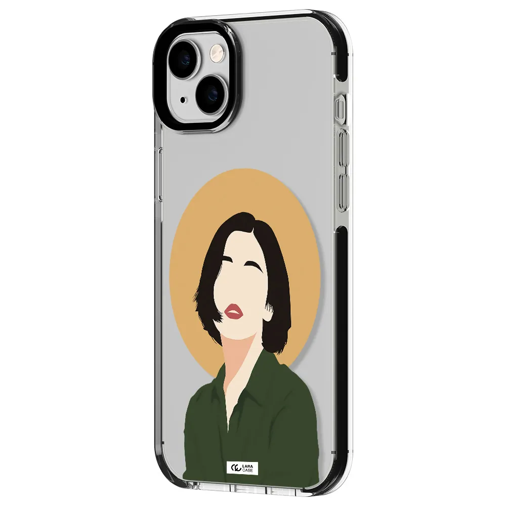 Portrait Of A Girl In A Green Dress Apple iPhone 14 plus impact black border Case