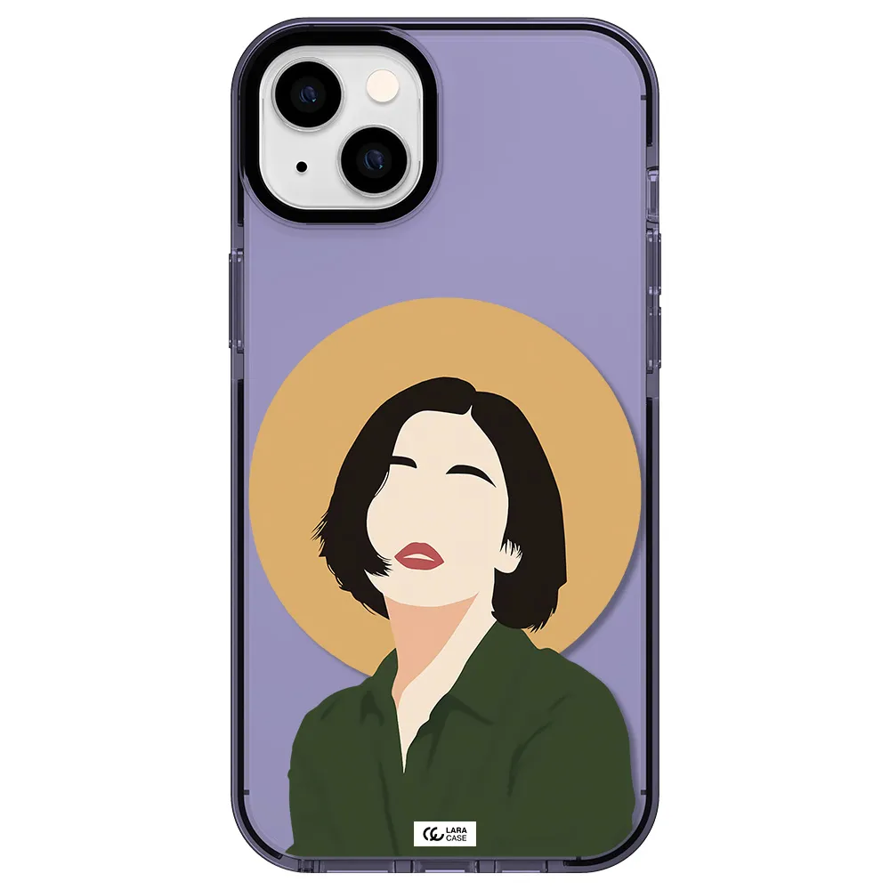 Portrait Of A Girl In A Green Dress Apple iPhone 14 plus impact Lilac Case