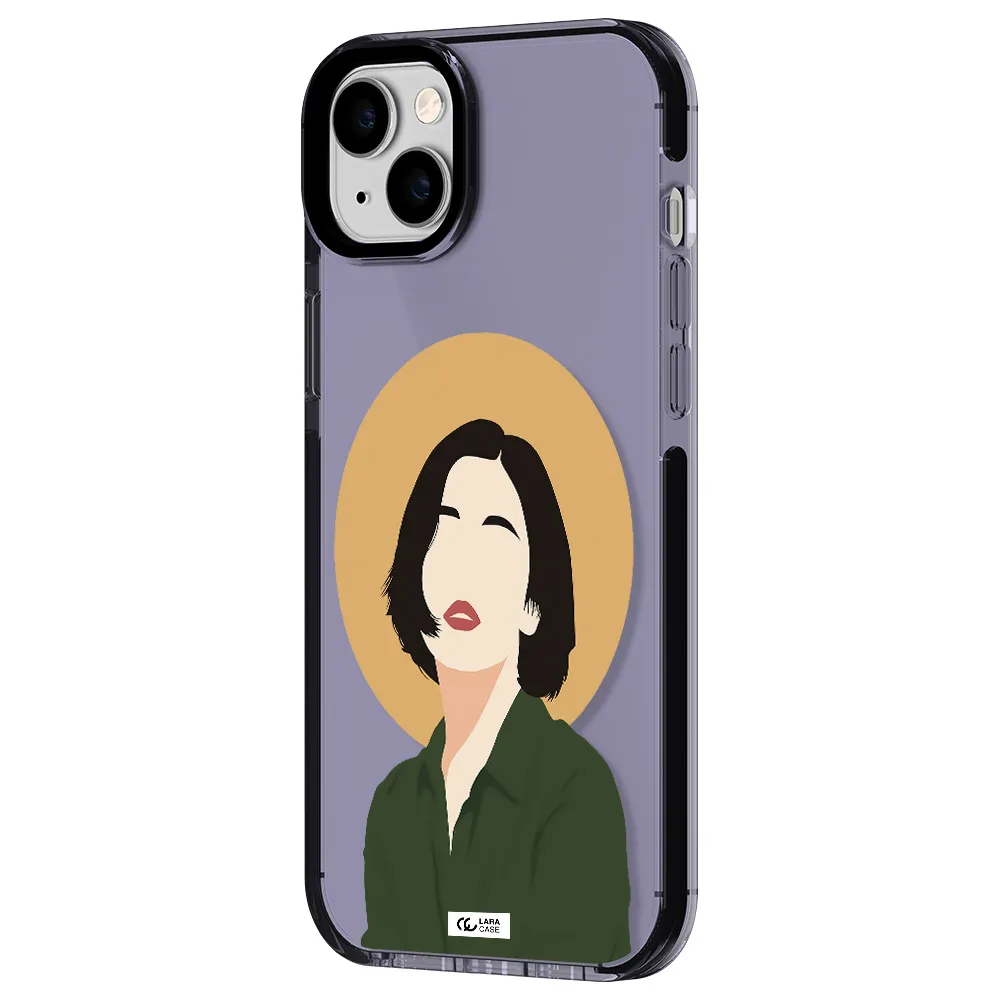 Portrait Of A Girl In A Green Dress Apple iPhone 14 plus impact Lilac Case