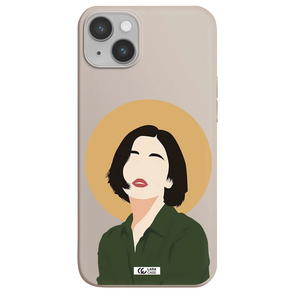 Portrait Of A Girl In A Green Dress Apple iPhone 14 plus Silicone Stone Case