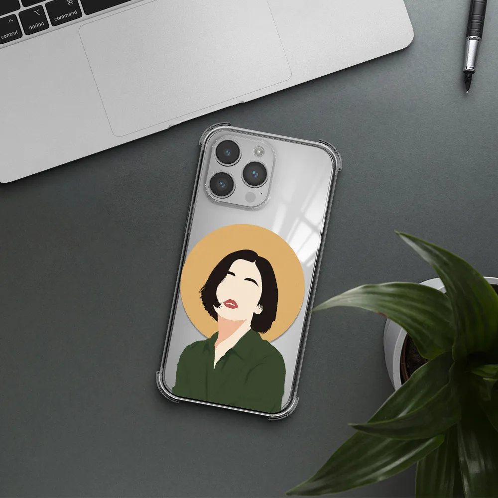 Portrait Of A Girl In A Green Dress Apple iPhone 14 pro Clear PC Case