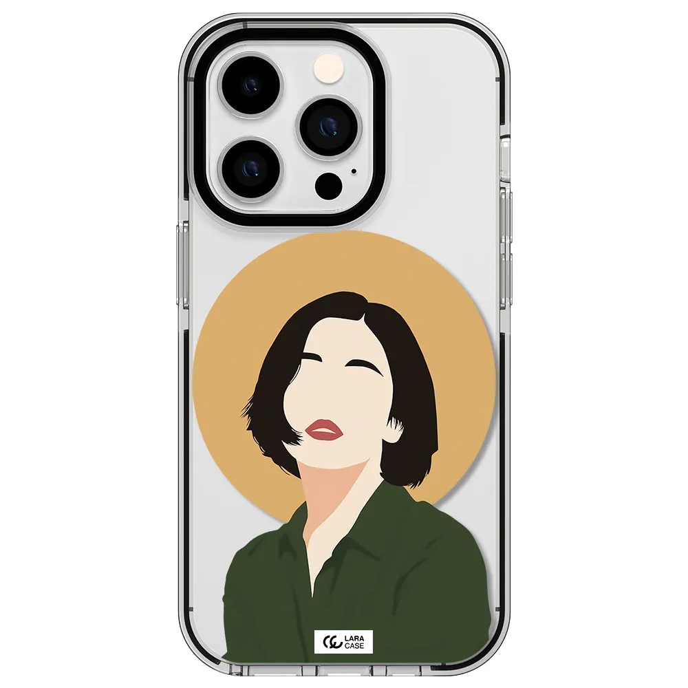Portrait Of A Girl In A Green Dress Apple iPhone 14 pro impact black border Case