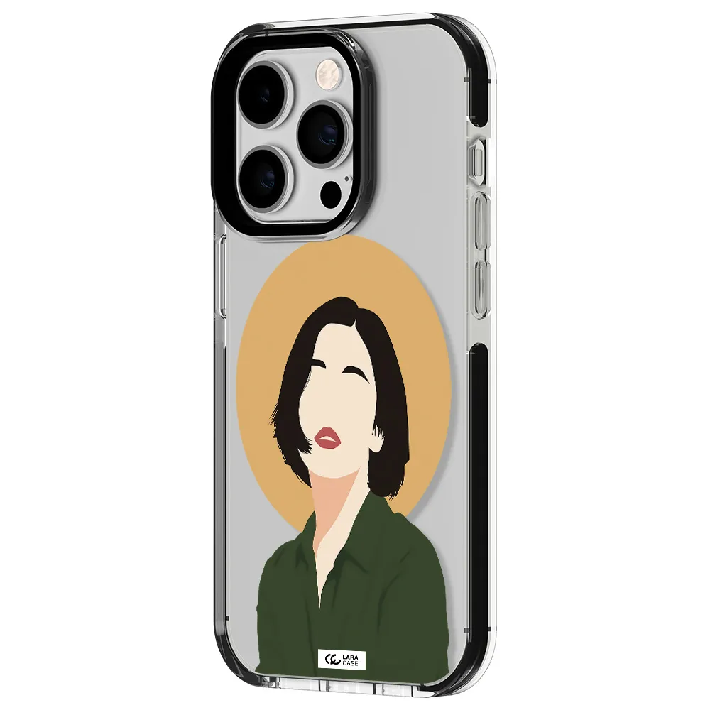 Portrait Of A Girl In A Green Dress Apple iPhone 14 pro impact black border Case