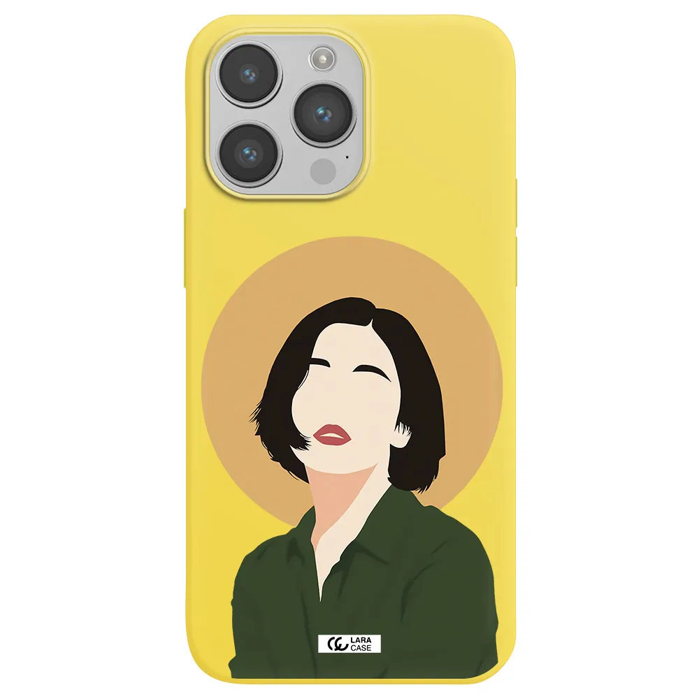 Portrait Of A Girl In A Green Dress Apple iPhone 14 pro max Silicone canary yellow Case