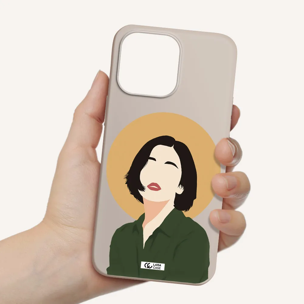 Portrait Of A Girl In A Green Dress Apple iPhone 14 pro max Silicone Stone Case