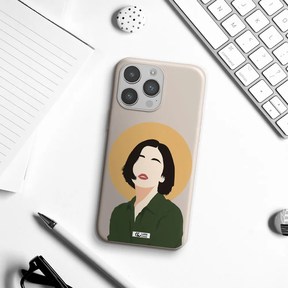 Portrait Of A Girl In A Green Dress Apple iPhone 14 pro max Silicone Stone Case