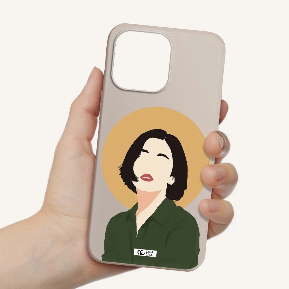 Portrait Of A Girl In A Green Dress Apple iPhone 14 pro Silicone Stone Case
