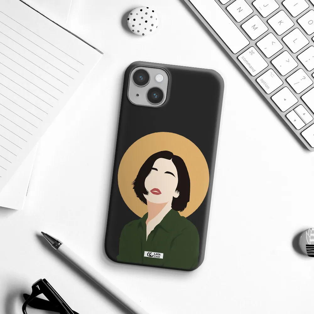 Portrait Of A Girl In A Green Dress Apple iPhone 14 Silicone black Case