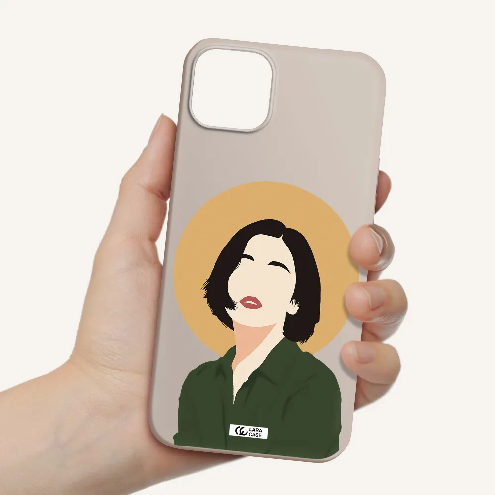 Portrait Of A Girl In A Green Dress Apple iPhone 14 Silicone Stone Case