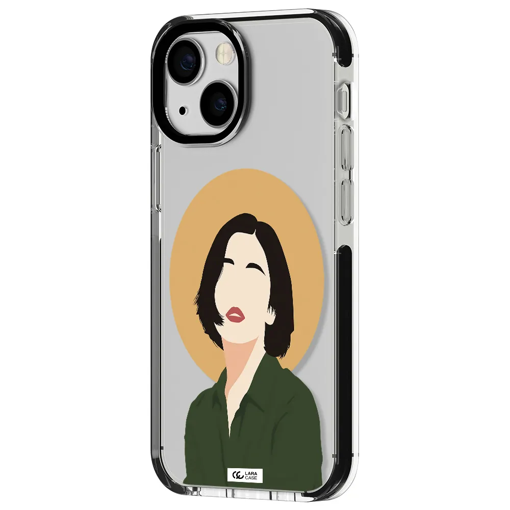 Portrait Of A Girl In A Green Dress Apple iPhone 15 impact black border Case