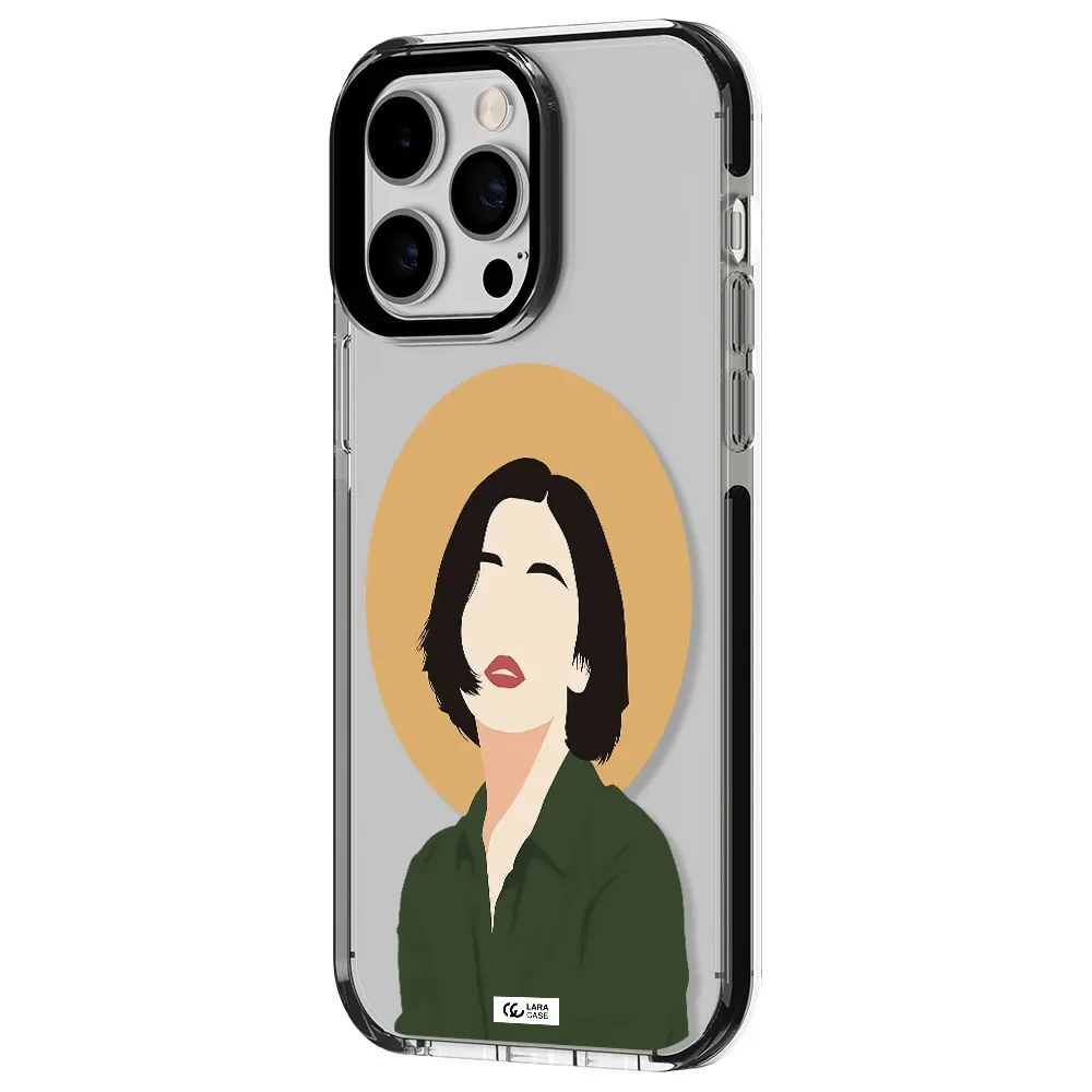 Portrait Of A Girl In A Green Dress Apple iPhone 15 Pro impact black border Case