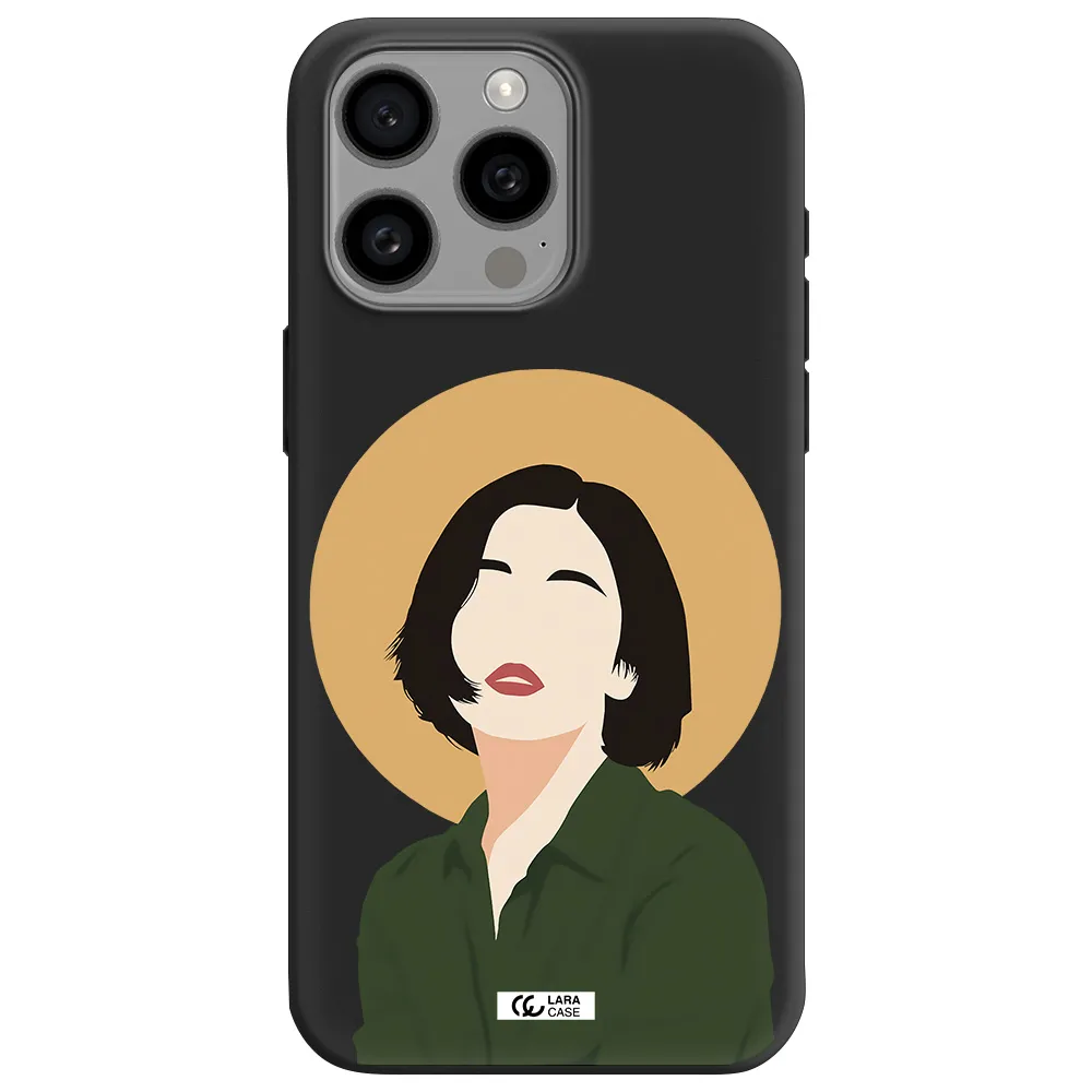 Portrait Of A Girl In A Green Dress Apple Iphone 15 Pro max Silicone black Case