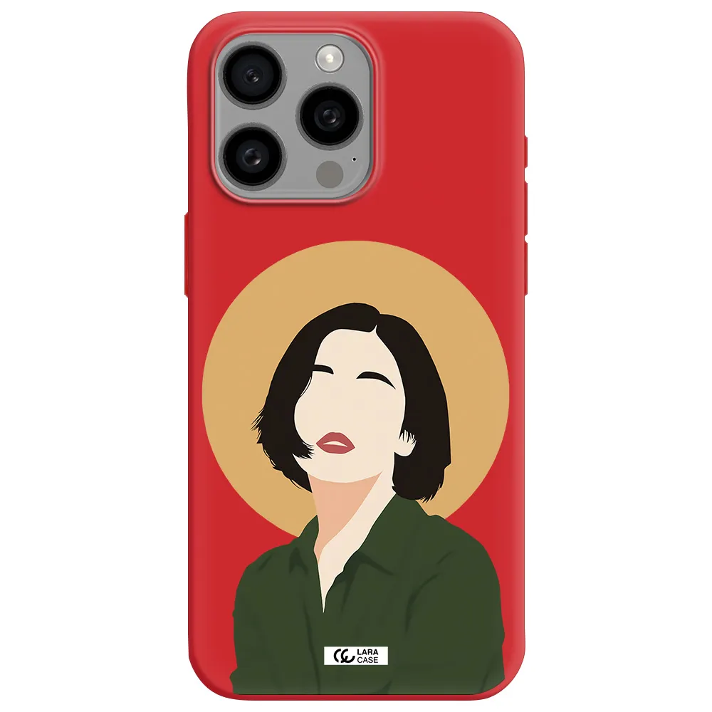 Portrait Of A Girl In A Green Dress Apple Iphone 15 Pro Max Silicone Imperial Red Case