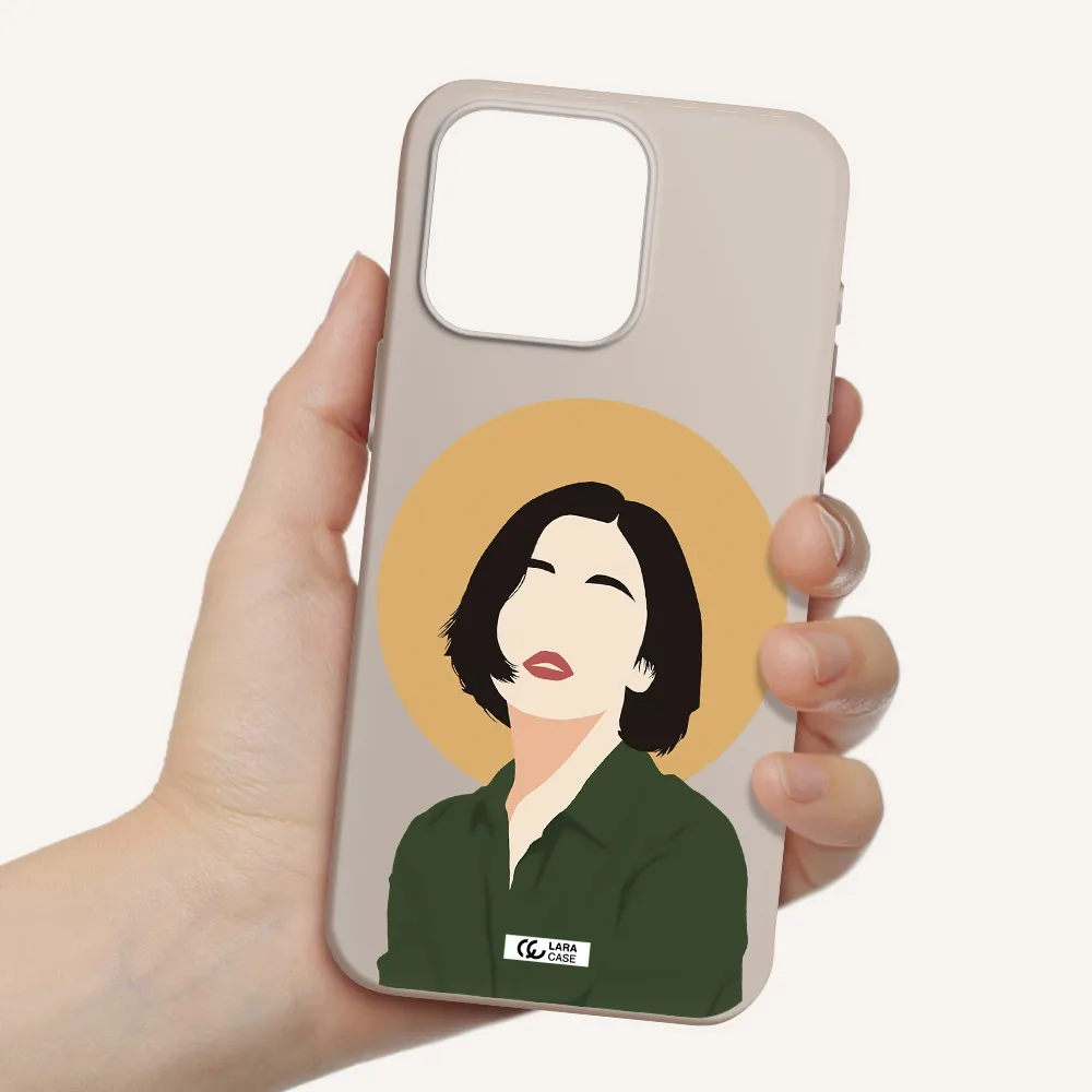 Portrait Of A Girl In A Green Dress Apple Iphone 15 Pro max Silicone Stone Case