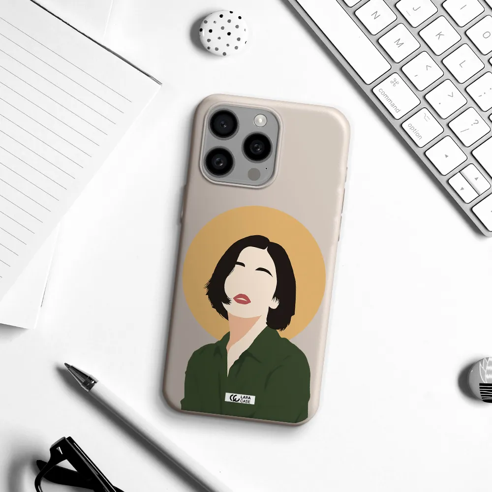 Portrait Of A Girl In A Green Dress Apple Iphone 15 Pro max Silicone Stone Case