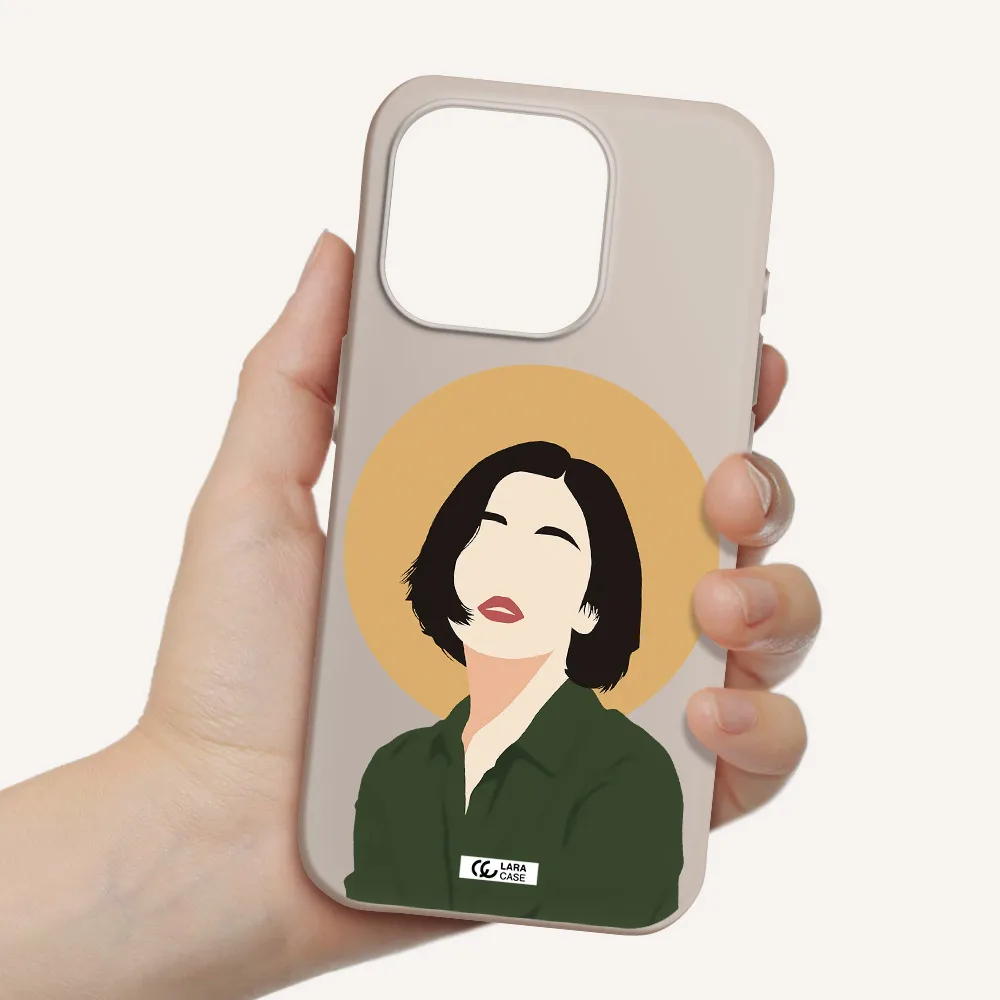 Portrait Of A Girl In A Green Dress Apple Iphone 15 Pro Silicone Stone Case
