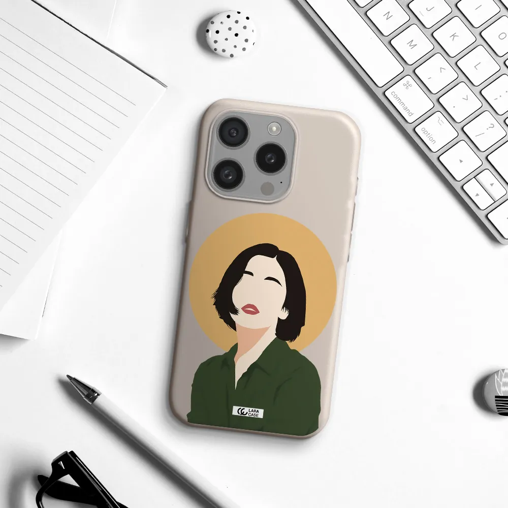 Portrait Of A Girl In A Green Dress Apple Iphone 15 Pro Silicone Stone Case