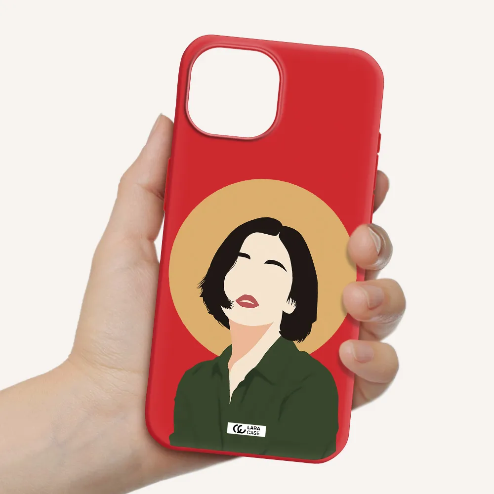 Portrait Of A Girl In A Green Dress Apple Iphone 15 Silicone Imperial Red Case