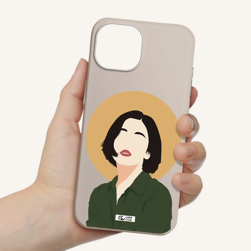 Portrait Of A Girl In A Green Dress Apple iPhone 15 Silicone Stone Case