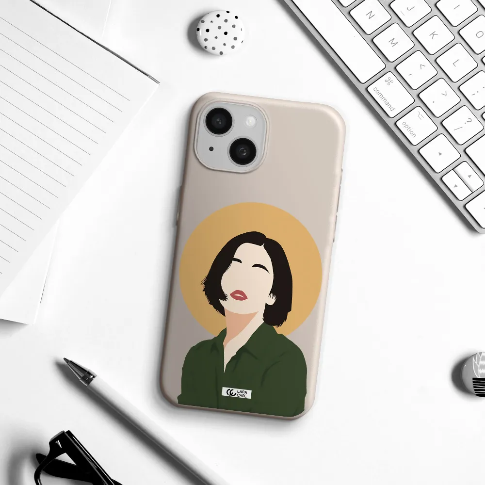 Portrait Of A Girl In A Green Dress Apple iPhone 15 Silicone Stone Case