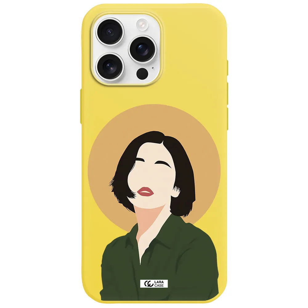 Portrait Of A Girl In A Green Dress Apple Iphone 16 Pro Max Silicone Canary Yellow Case