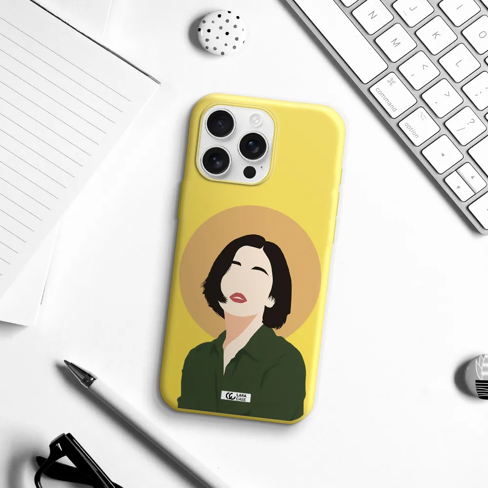 Portrait Of A Girl In A Green Dress Apple Iphone 16 Pro Max Silicone Canary Yellow Case