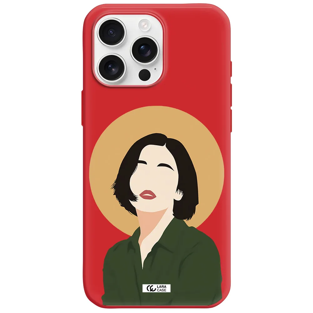 Portrait Of A Girl In A Green Dress Apple Iphone 16 Pro Max Silicone Imperial Red Case