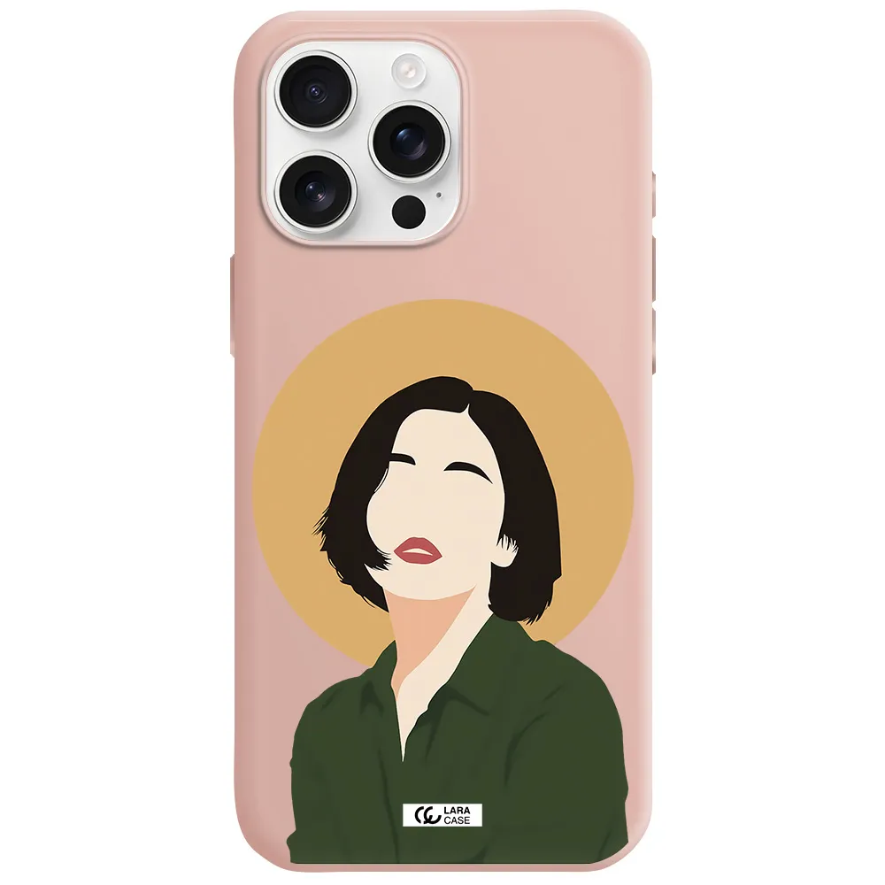 Portrait Of A Girl In A Green Dress Apple Iphone 16 Pro Max Silicone Pastel Pink Case