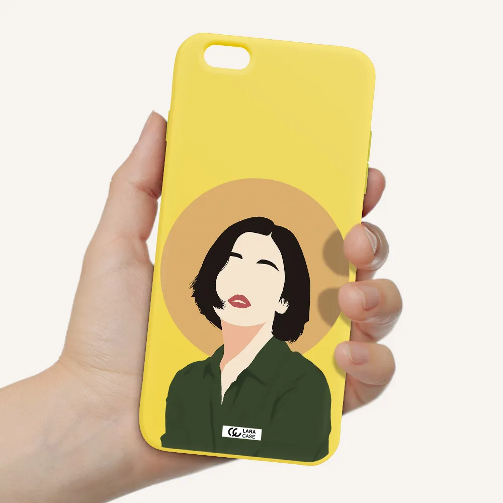Portrait Of A Girl In A Green Dress Apple iPhone 6 plus Silicone canary yellow Case