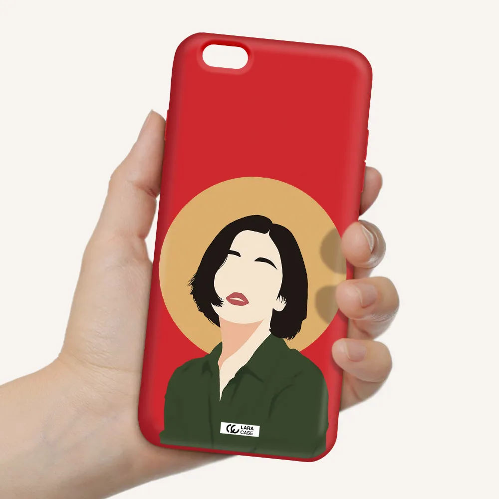 Portrait Of A Girl In A Green Dress Apple iPhone 6 plus Silicone Imperial Red Case