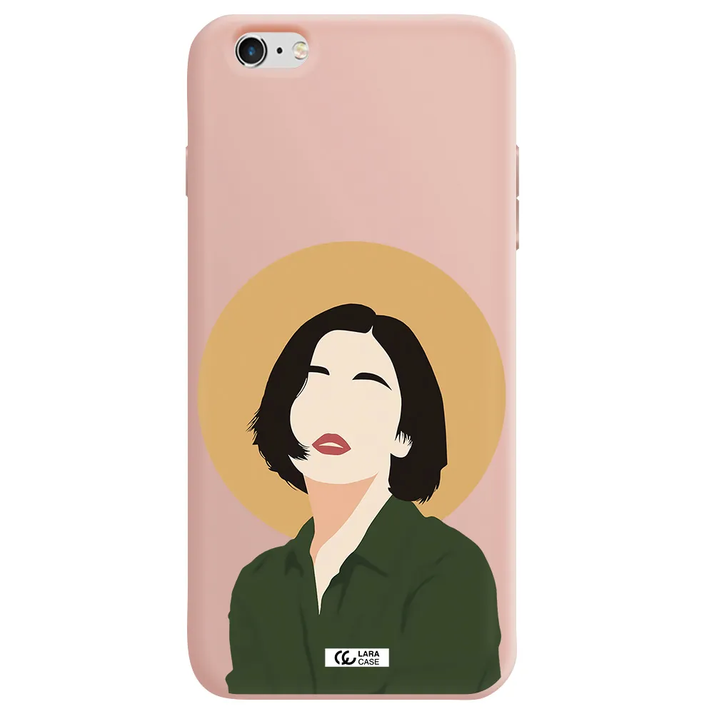 Portrait Of A Girl In A Green Dress Apple iPhone 6 plus Silicone pastel pink Case