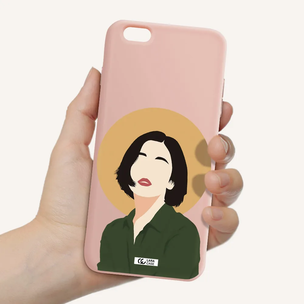 Portrait Of A Girl In A Green Dress Apple iPhone 6 plus Silicone pastel pink Case