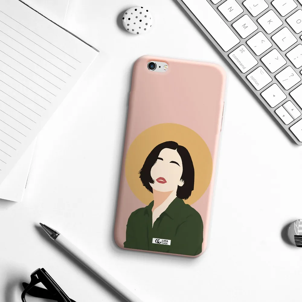 Portrait Of A Girl In A Green Dress Apple iPhone 6 plus Silicone pastel pink Case