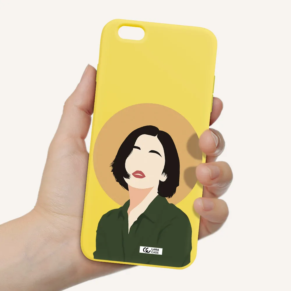 Portrait Of A Girl In A Green Dress Apple iPhone 6 s plus Silicone canary yellow Case