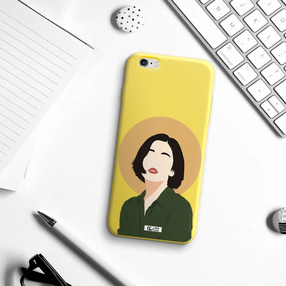 Portrait Of A Girl In A Green Dress Apple iPhone 6 s plus Silicone canary yellow Case