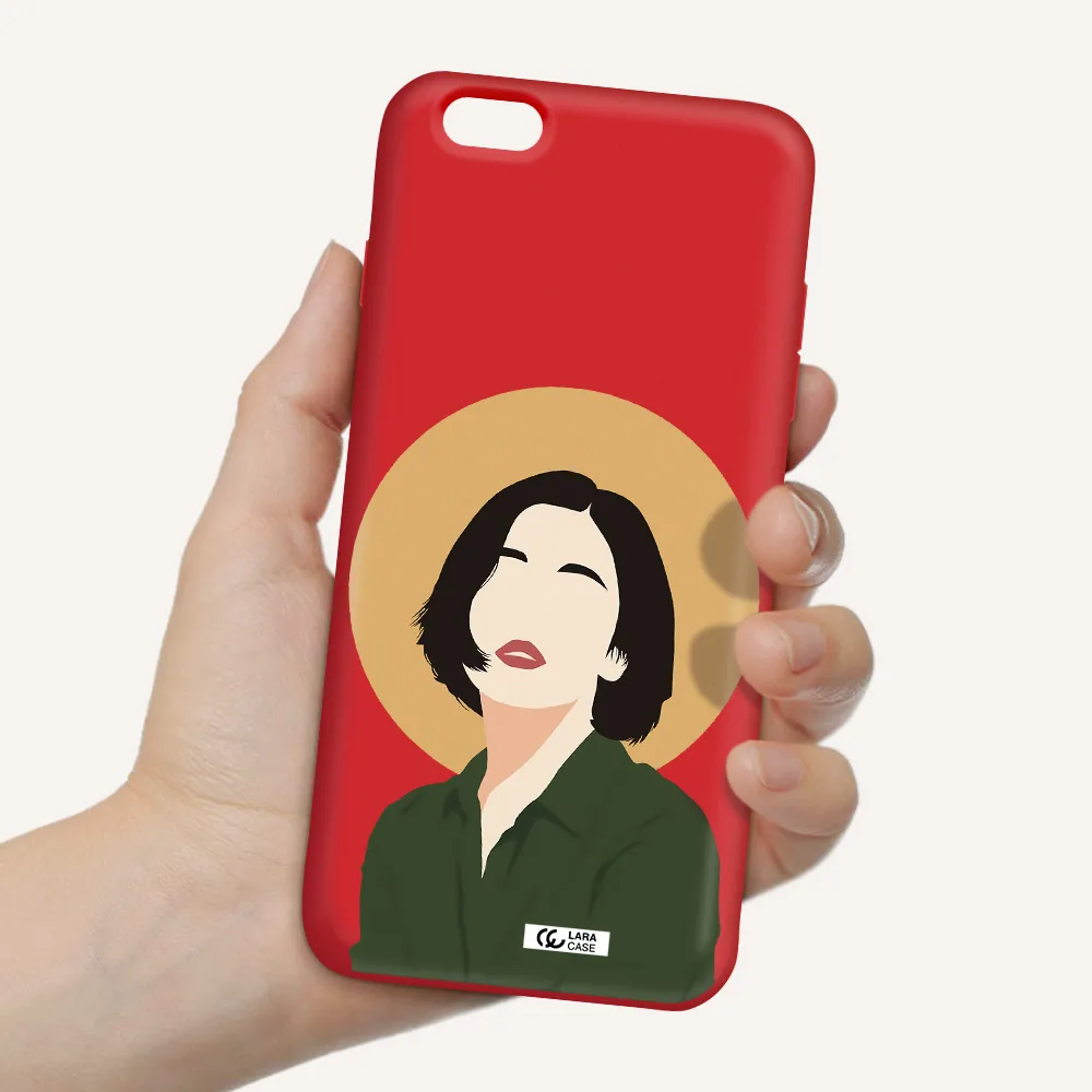 Portrait Of A Girl In A Green Dress Apple iPhone 6 s plus Silicone Imperial Red Case