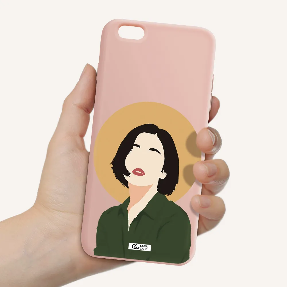 Portrait Of A Girl In A Green Dress Apple iPhone 6 s plus Silicone pastel pink Case