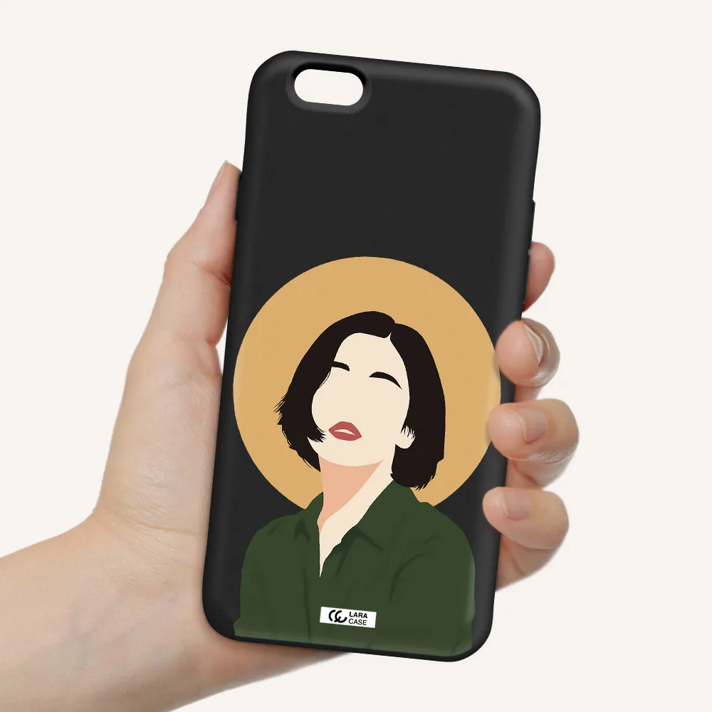 Portrait Of A Girl In A Green Dress Apple iPhone 6 Silicone black Case