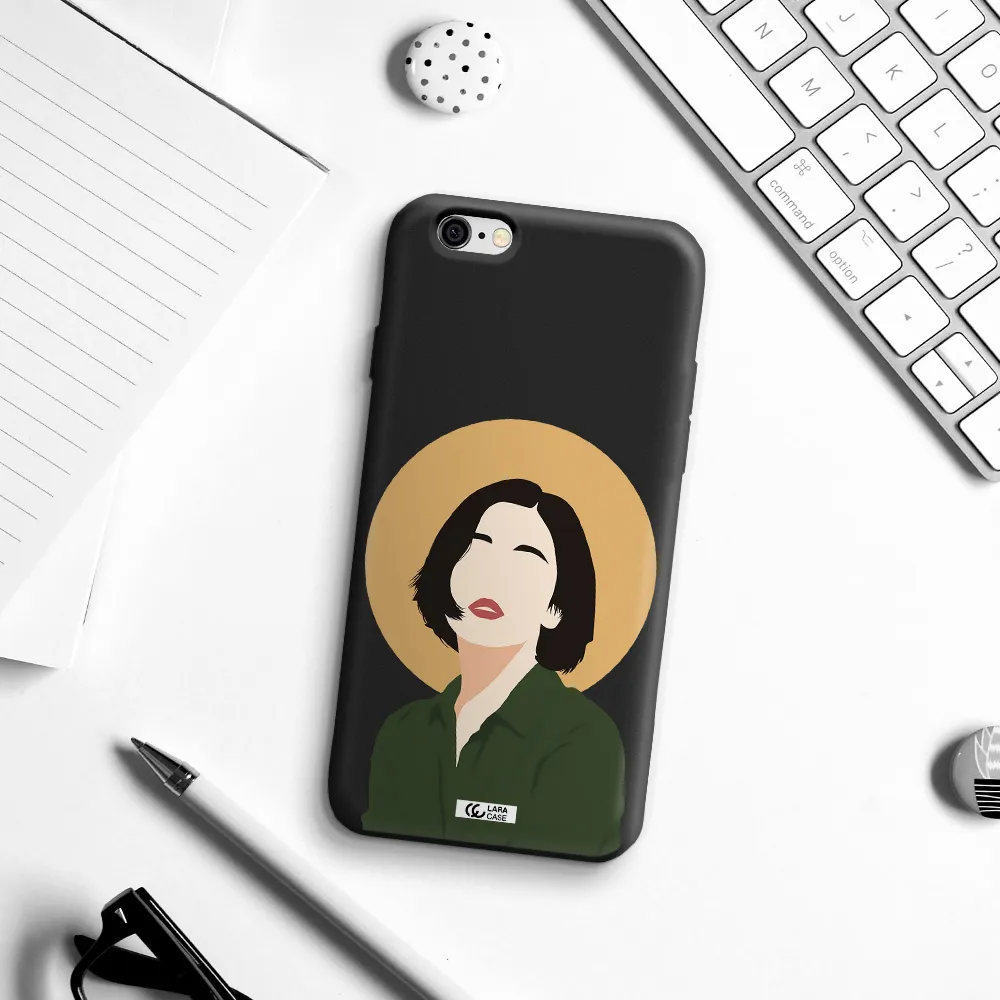 Portrait Of A Girl In A Green Dress Apple iPhone 6 Silicone black Case