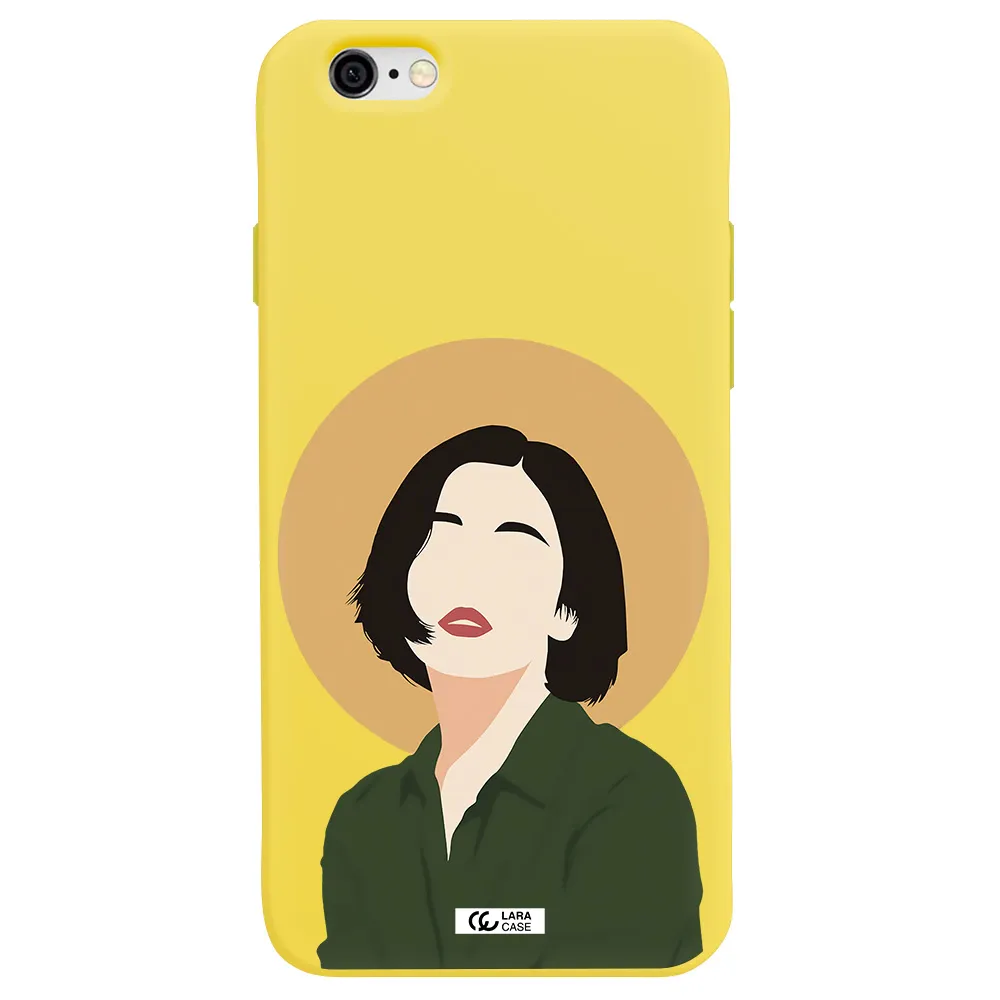 Portrait Of A Girl In A Green Dress Apple iPhone 6 Silicone canary yellow Case
