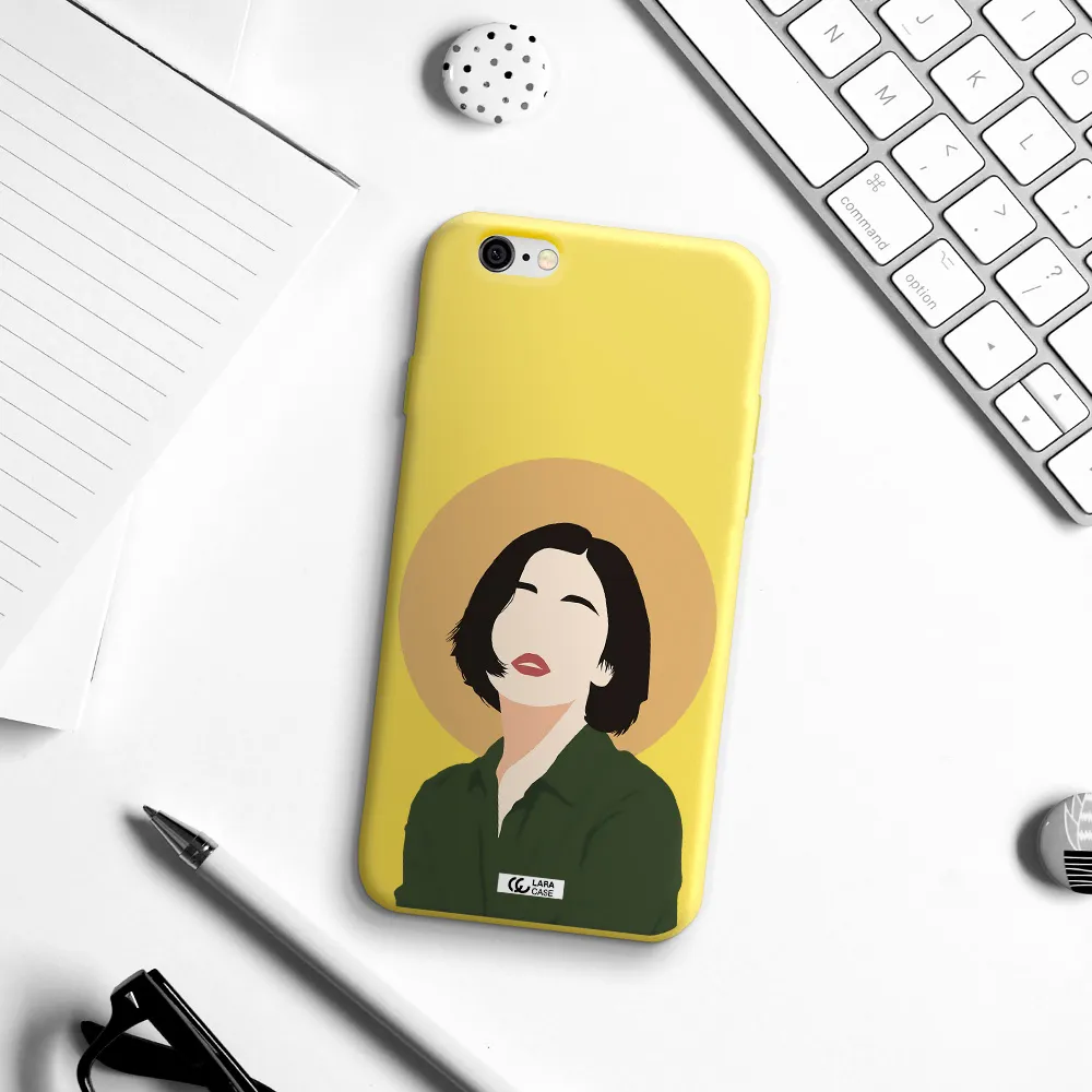 Portrait Of A Girl In A Green Dress Apple iPhone 6 Silicone canary yellow Case