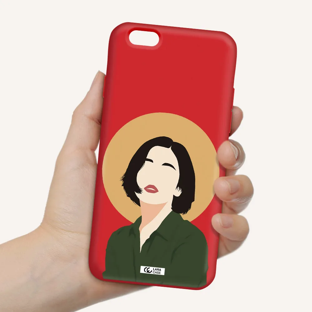 Portrait Of A Girl In A Green Dress Apple iPhone 6 Silicone Imperial Red Case