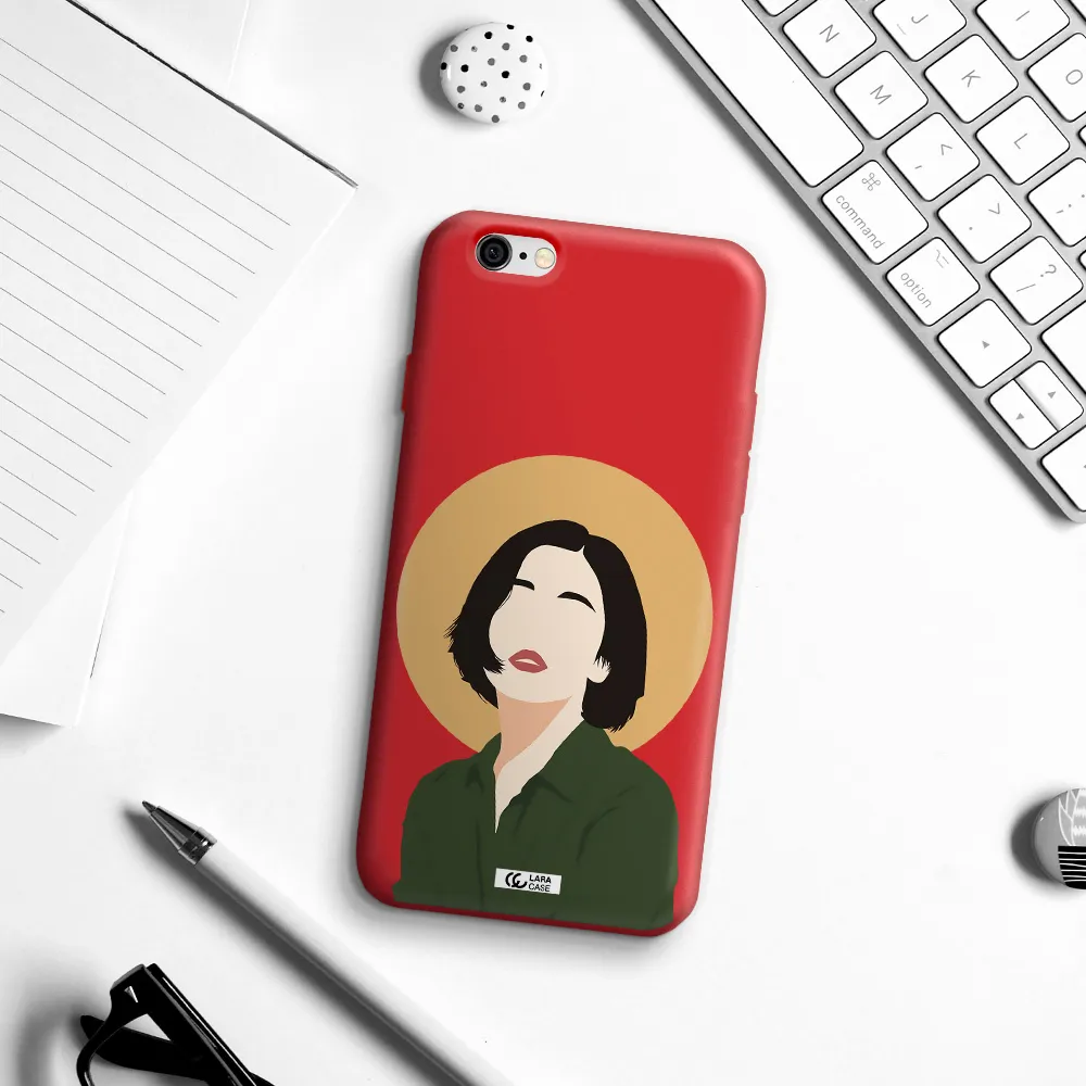 Portrait Of A Girl In A Green Dress Apple iPhone 6 Silicone Imperial Red Case