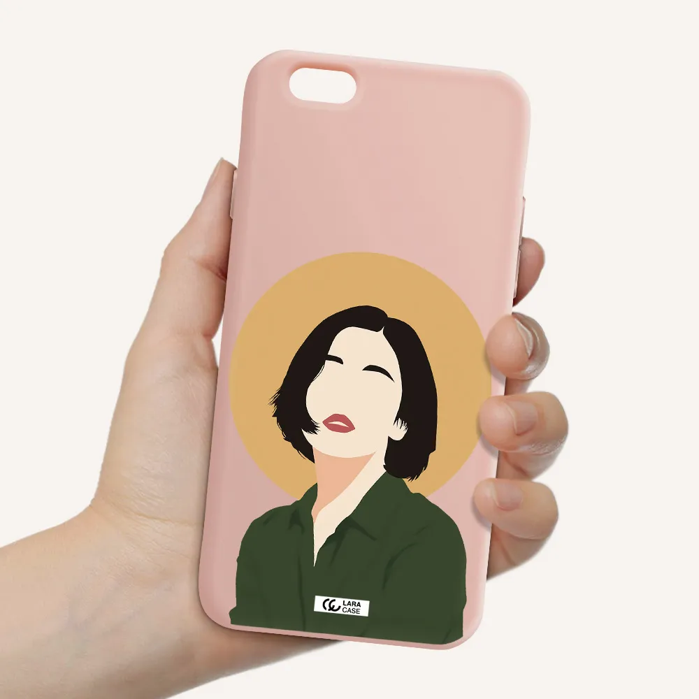 Portrait Of A Girl In A Green Dress Apple iPhone 6 Silicone pastel pink Case